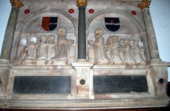 Close-up of the memorial to Thomas Anscell in the chancel May 2010